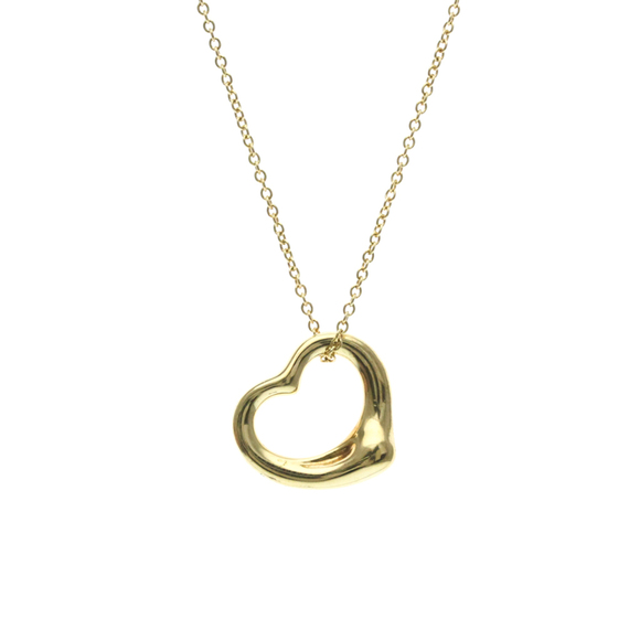 Tiffany Open Heart Yellow Gold (18K) Diamond MenWomen Fashion Pendant Neckla...